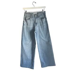 DKNY Y2K style Wide Leg Jeans Studded Light Wash size 26 Hannah Montana